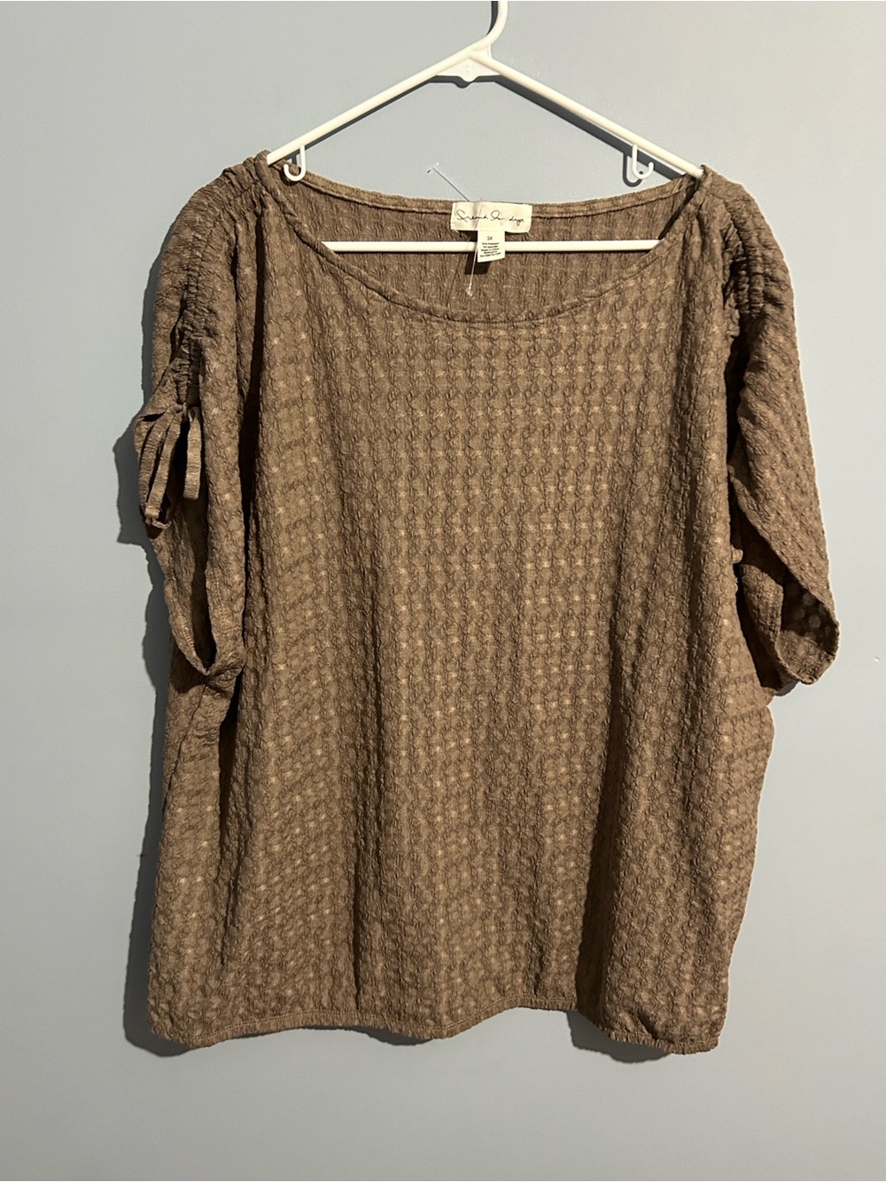 💐 10 for $50 Textured Taupe Women's Blouse with Tie Sleeves